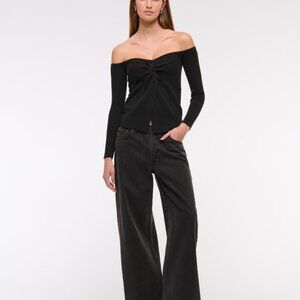 Off-The-Shoulder Twist Sweater Top Abercrombie